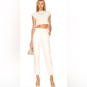 MOTHER Denim The Wrapper Patch Springy Ankle Jeans in Cream Puffs - Sz 28